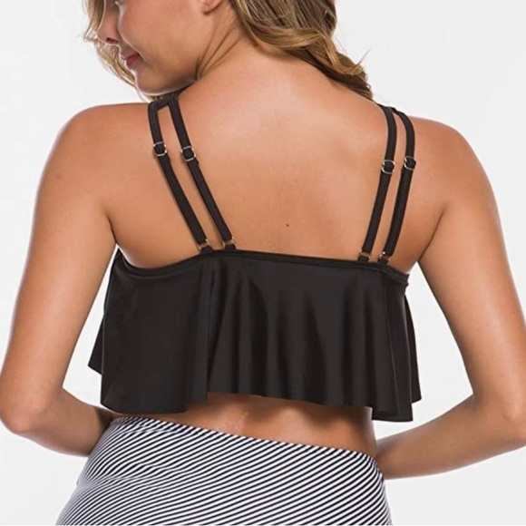 WOMEN’S Flowy Ruffled Flounce Tankini Swimsuit Top - L - Picture 2 of 11